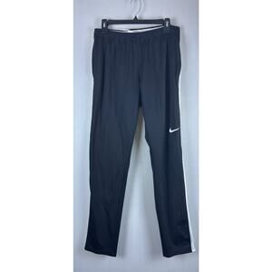 Nike Sz L Drift Strike KPZ Black Wht Stripe Ankle Zip Elastic Drawst Logo pants